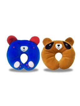 Chinmay Kids - Soft Brown and Blue Pillows with U Shape Anti-Flat Sleeping Support (Pack of 2)