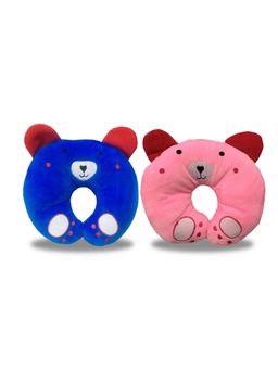 Chinmay Kids - Soft Blue and Red Pillows with U Shape Anti-Flat Sleeping Support (Pack of 2)