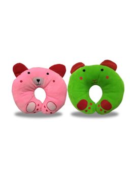 Chinmay Kids - Soft Pink and Green Pillows with U Shape Anti-Flat Sleeping Support (Pack of 2)