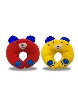 Chinmay Kids - Soft Red and Green Pillows with U Shape Anti-Flat Sleeping Support (Pack of 2)