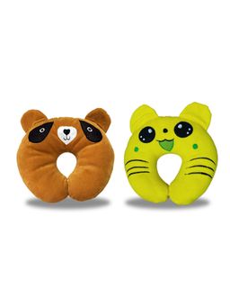 Chinmay Kids - Soft Grey and Yellow Pillows with U Shape Anti-Flat Sleeping Support (Pack of 2)