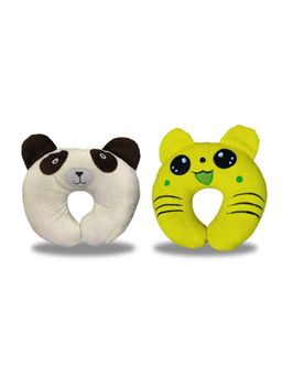 Chinmay Kids - Soft Pink and Yellow Pillows with U Shape Anti-Flat Sleeping Support (Pack of 2)