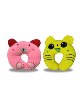 Chinmay Kids - Soft Red and Yellow Pillows with U Shape Anti-Flat Sleeping Support (Pack of 2)