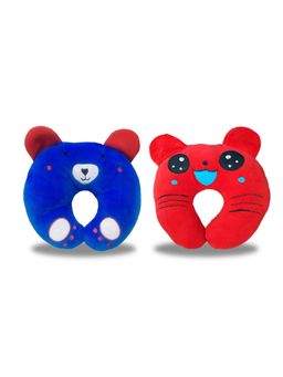 Chinmay Kids - Soft Brown and Red Pillows with U Shape Anti-Flat Sleeping Support (Pack of 2)