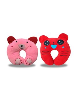 Chinmay Kids - Soft Pink and Red Pillows with U Shape Anti-Flat Sleeping Support (Pack of 2)