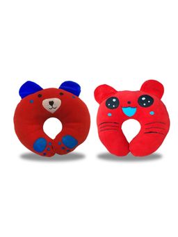 Chinmay Kids - Soft Red Pillows with U Shape Anti-Flat Sleeping Support Cushion (Pack of 2)