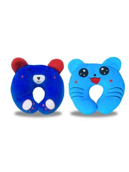 Chinmay Kids - Soft Brown and Blue Pillows with U Shape Anti-Flat Sleeping Support (Pack of 2)
