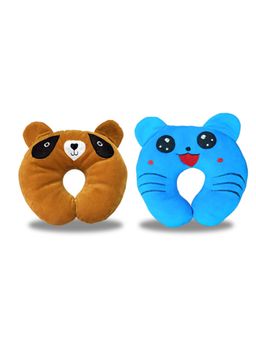 Chinmay Kids - Soft Grey and Blue Pillows with U Shape Anti-Flat Sleeping Support (Pack of 2)