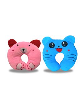 Chinmay Kids - Soft Red and Blue Pillows with U Shape Anti-Flat Sleeping Support (Pack of 2)