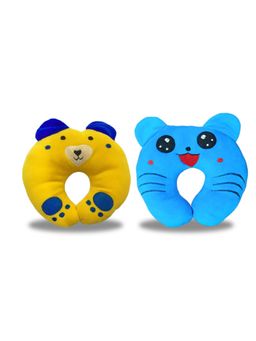 Chinmay Kids - Soft Green and Blue Pillows with U Shape Anti-Flat Sleeping Support (Pack of 2)