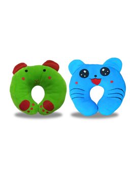 Chinmay Kids - Soft Brown and Red Pillows with U Shape Anti-Flat Sleeping Support (Pack of 2)