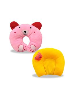 Chinmay Kids - Soft Red and Blue Pillows with U Shape Anti-Flat Sleeping Support (Pack of 2)