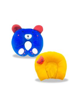 Chinmay Kids - Soft Blue and Yellow Pillows with U Shape Anti-Flat Sleeping Support (Pack of 2)