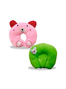 Chinmay Kids - Soft Blue and Green Pillows with U Shape Anti-Flat Sleeping Support (Pack of 2)