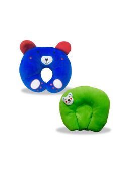Chinmay Kids - Soft Green and Red Pillows with U Shape Anti-Flat Sleeping Support (Pack of 2)