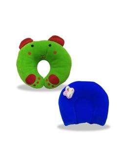 Chinmay Kids - Soft Green and Pink Pillows with U Shape Anti-Flat Sleeping Support (Pack of 2)