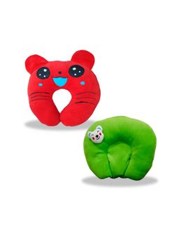 Chinmay Kids - Soft Red and Blue Pillows with U Shape Anti-Flat Sleeping Support (Pack of 2)