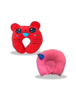 Chinmay Kids - Soft Red and Yellow Pillows with U Shape Anti-Flat Sleeping Support (Pack of 2)