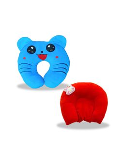 Chinmay Kids - Soft Green and Blue Pillows with U Shape Anti-Flat Sleeping Support (Pack of 2)