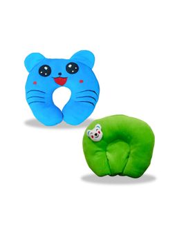 Chinmay Kids - Soft Blue and Blue Pillows with U Shape Anti-Flat Sleeping Support (Pack of 2)
