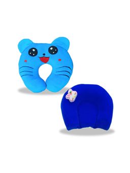 Chinmay Kids - Soft Blue and Pink Pillows with U Shape Anti-Flat Sleeping Support (Pack of 2)