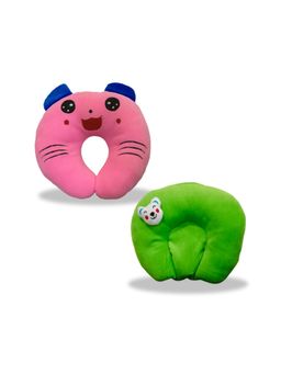 Chinmay Kids - Soft Pink and Blue Pillows with U Shape Anti-Flat Sleeping Support (Pack of 2)