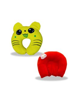 Chinmay Kids - Soft Yellow and Green Pillows with U Shape Anti-Flat Sleeping Support (Pack of 2)