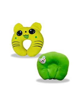 Chinmay Kids - Soft Yellow and Blue Pillows with U Shape Anti-Flat Sleeping Support (Pack of 2)