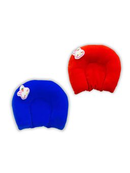Chinmay Kids - Blue and Red Mustard Seeds Soft Cotton U Shape Neck Support Baby Pillows (Pack of 2)
