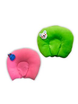 Chinmay Kids - Green and Pink Mustard Seeds Soft Cotton U Shape Neck Support Baby Pillows (Pack of 2)