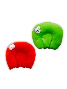 Chinmay Kids - Red and Green Mustard Seeds Soft Cotton U Shape Neck Support Baby Pillows (Pack of 2)