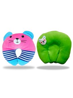 Chinmay Kids - Pink and Green Newborn Baby Neck Support Pillows for Head Shaping & Nursing (Pack of 2)