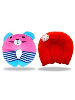 Chinmay Kids - Pink and Red Newborn Baby Neck Support Pillows for Head Shaping & Nursing (Pack of 2)