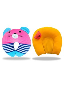 Chinmay Kids - Pink and Yellow Infant Neck Support Pillows for Head Shaping & Nursing (Pack of 2)