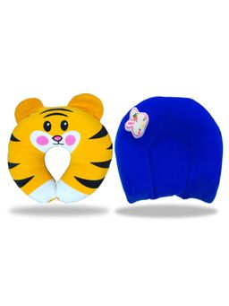 Chinmay Kids - Blue and Yellow Infant Neck Support Pillows for Head Shaping & Nursing (Pack of 2)