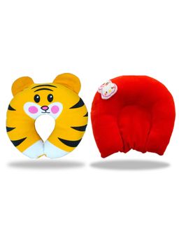 Chinmay Kids - Yellow and Red Newborn Baby Neck Support Pillows for Head Shaping & Nursing (Pack of 2)