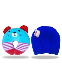 Chinmay Kids - Blue and Pink Newborn Baby Neck Support Pillows for Head Shaping & Nursing (Pack of 2)