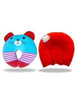 Chinmay Kids - Red and Blue Newborn Baby Neck Support Pillows for Head Shaping & Nursing (Pack of 2)