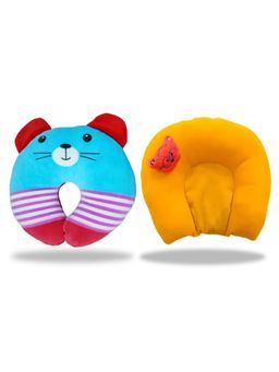 Chinmay Kids - Blue and Yellow Infant Neck Support Pillows for Head Shaping & Nursing (Pack of 2)