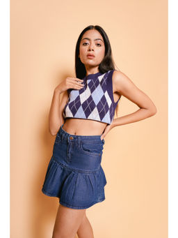 FREAKINS - Dark Blue Box Pleat Skirt