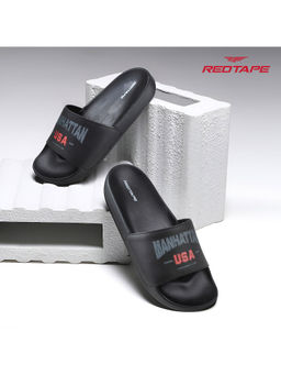 Red Tape - Men EVA Printed Sliders-Black