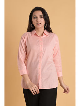 Do Dhaage - Linen Blend Pink Shirt