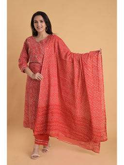 Do Dhaage - Red Leheriya Kurta (Set of 3)