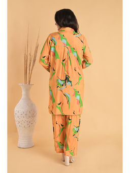 Do Dhaage - Floral Button Down Muslin Orange Co-ord (Set of 2)