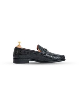 Vantier - Classic Black Horsebit Pebble Loafers