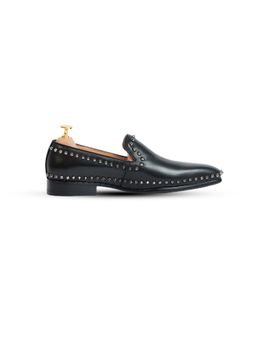 Vantier - Lozano Studded Slip On Black Loafers