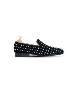 Vantier - D Bent Studded Slip On Black Loafer