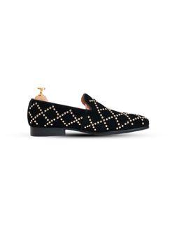 Vantier - Rocky Studded Black Slip On Loafers