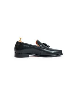 Vantier - Stalwart Black Tassel Slip On Moccasins