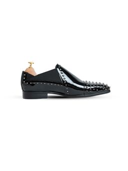 Vantier - La Cairo Studded Black Patent Slip On Loafers